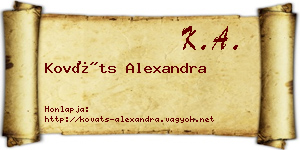 Kováts Alexandra névjegykártya